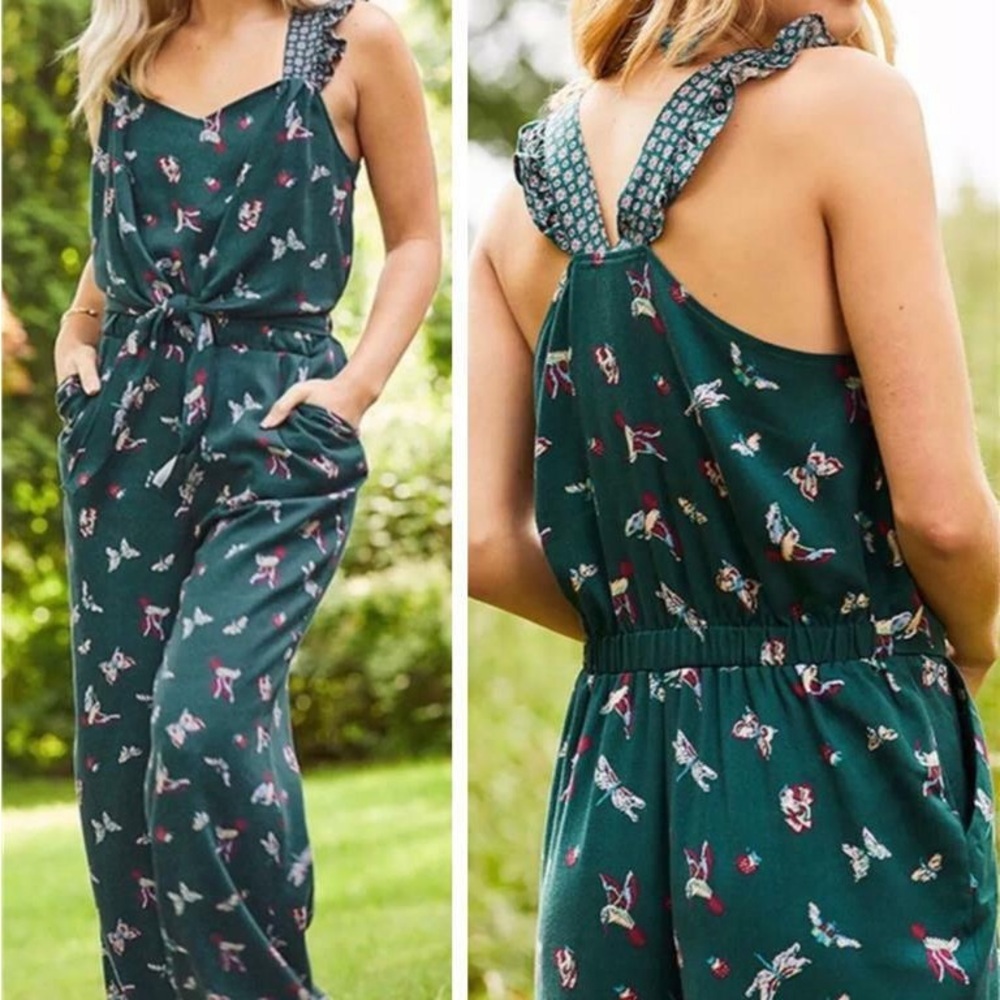 Matilda Jane - Green Hummingbird and Butterfly Print Jumpsuit